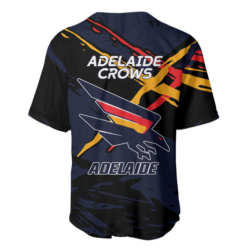Adelaide Football Club Baseball Jersey Crows Muscular Mascot Graphic - Abstract Paint Splatter Art