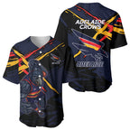 Adelaide Football Club Baseball Jersey Crows Muscular Mascot Graphic - Abstract Paint Splatter Art