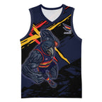 Adelaide Football Club Basketball Jersey Crows Muscular Mascot Graphic - Abstract Paint Splatter Art