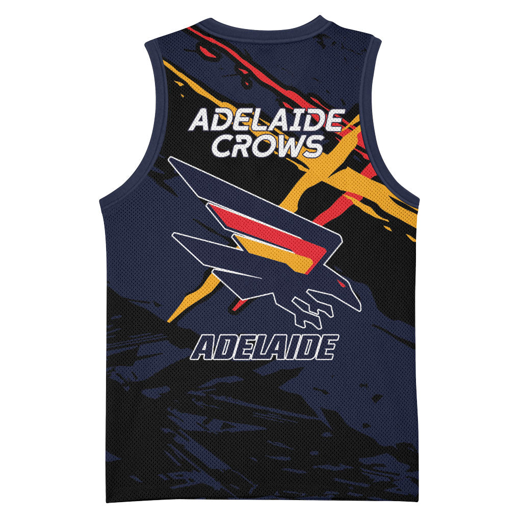Adelaide Football Club Basketball Jersey Crows Muscular Mascot Graphic - Abstract Paint Splatter Art