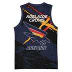 Adelaide Football Club Basketball Jersey Crows Muscular Mascot Graphic - Abstract Paint Splatter Art