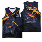 Adelaide Football Club Basketball Jersey Crows Muscular Mascot Graphic - Abstract Paint Splatter Art
