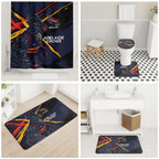 Adelaide Football Club Bathroom Set Crows Muscular Mascot Graphic - Abstract Paint Splatter Art