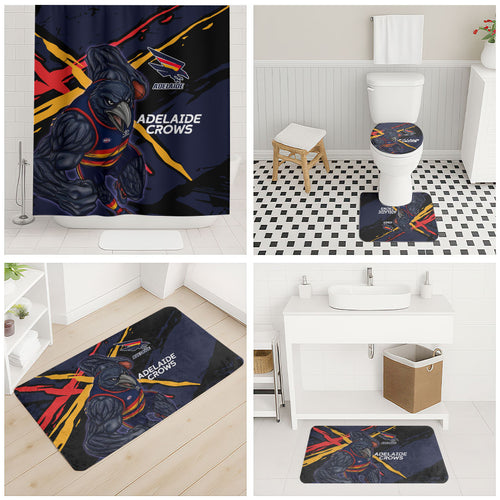 Adelaide Football Club Bathroom Set Crows Muscular Mascot Graphic - Abstract Paint Splatter Art