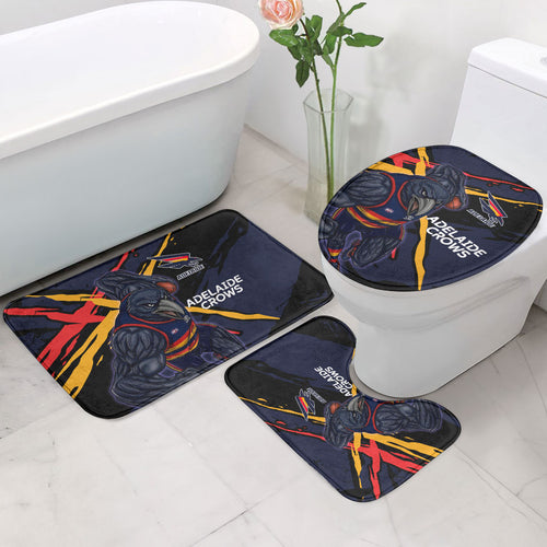 Adelaide Football Club Bathroom Set Crows Muscular Mascot Graphic - Abstract Paint Splatter Art