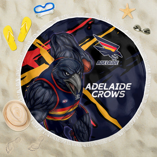 Adelaide Football Club Beach Blanket Crows Muscular Mascot Graphic - Abstract Paint Splatter Art