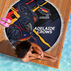 Adelaide Football Club Beach Blanket Crows Muscular Mascot Graphic - Abstract Paint Splatter Art