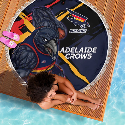 Adelaide Football Club Beach Blanket Crows Muscular Mascot Graphic - Abstract Paint Splatter Art