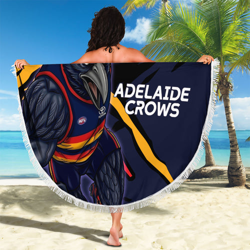 Adelaide Football Club Beach Blanket Crows Muscular Mascot Graphic - Abstract Paint Splatter Art