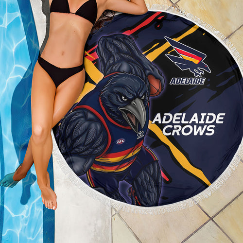 Adelaide Football Club Beach Blanket Crows Muscular Mascot Graphic - Abstract Paint Splatter Art