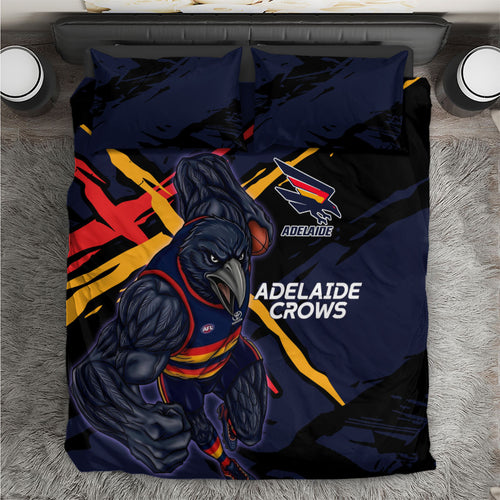 Adelaide Football Club Bedding Set Crows Muscular Mascot Graphic - Abstract Paint Splatter Art