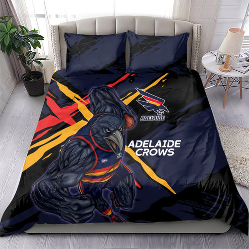 Adelaide Football Club Bedding Set Crows Muscular Mascot Graphic - Abstract Paint Splatter Art