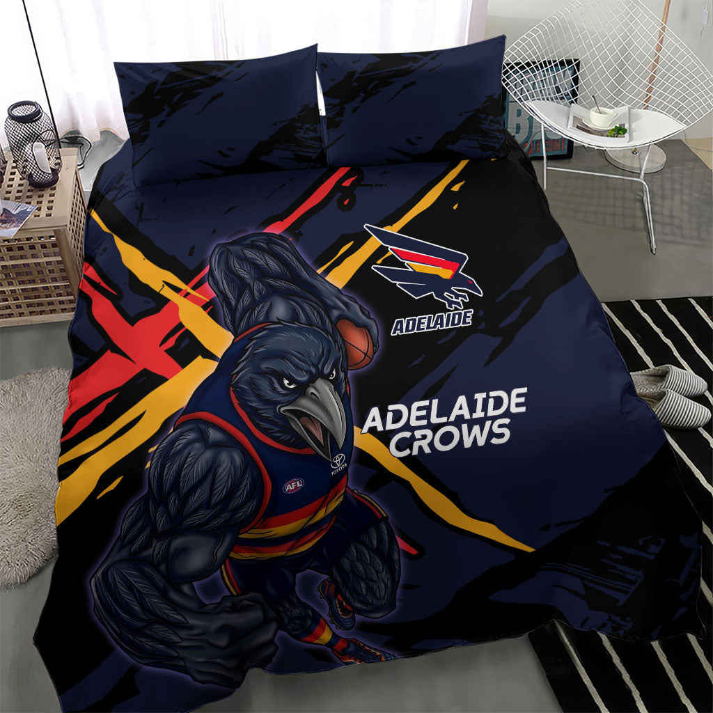 Adelaide Football Club Bedding Set Crows Muscular Mascot Graphic - Abstract Paint Splatter Art
