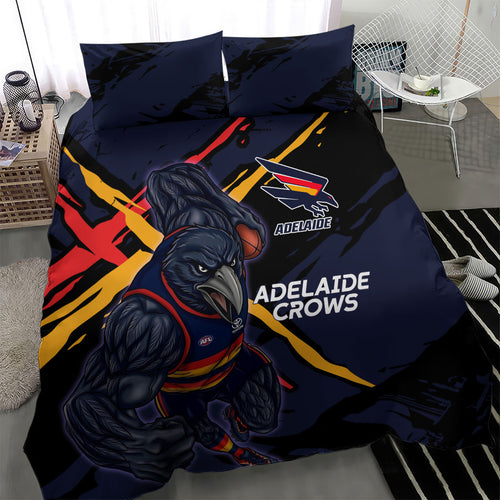 Adelaide Football Club Bedding Set Crows Muscular Mascot Graphic - Abstract Paint Splatter Art