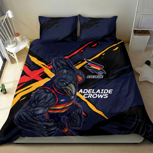 Adelaide Football Club Bedding Set Crows Muscular Mascot Graphic - Abstract Paint Splatter Art