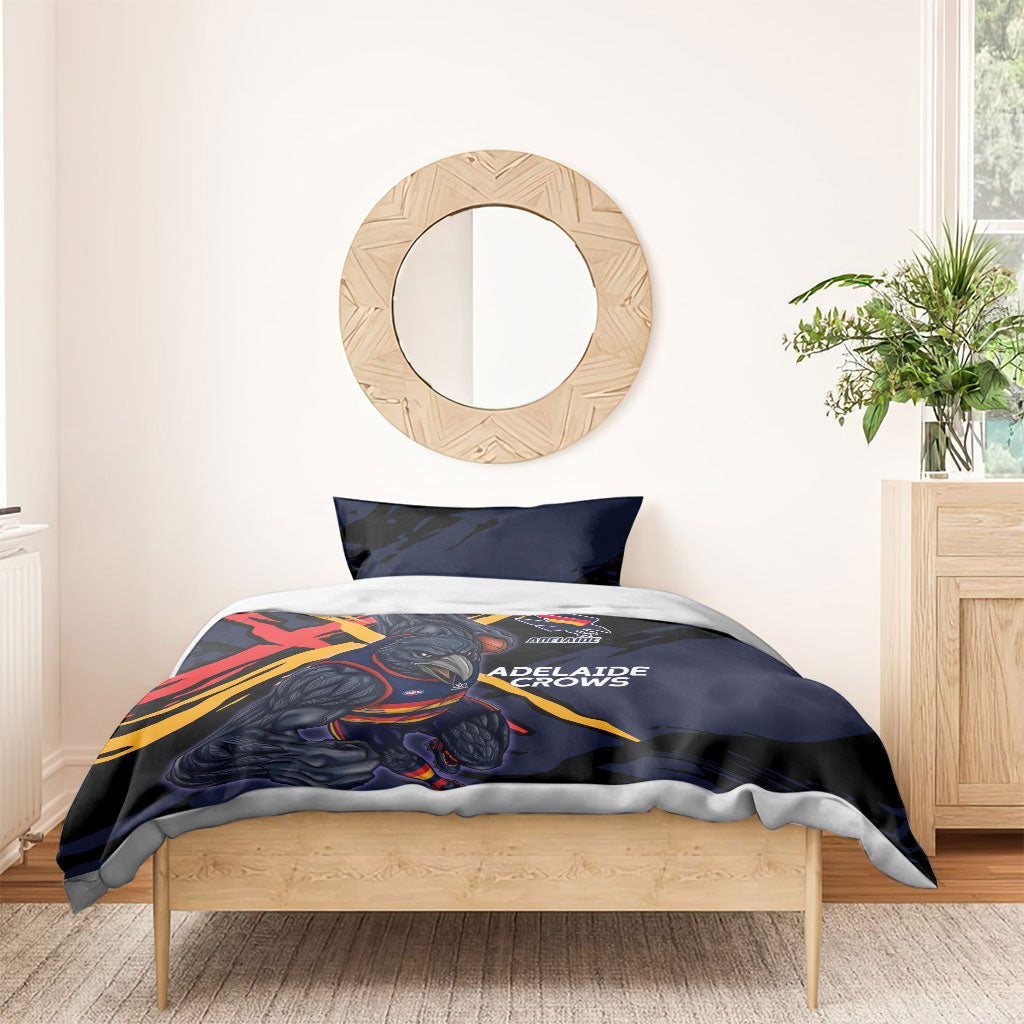 Adelaide Football Club Bedding Set Crows Muscular Mascot Graphic - Abstract Paint Splatter Art