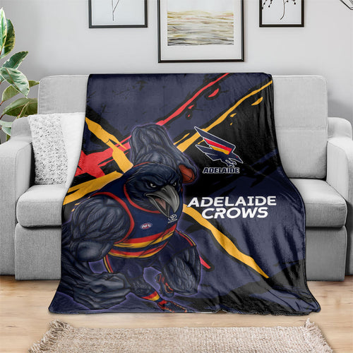 Adelaide Football Club Blanket Crows Muscular Mascot Graphic - Abstract Paint Splatter Art