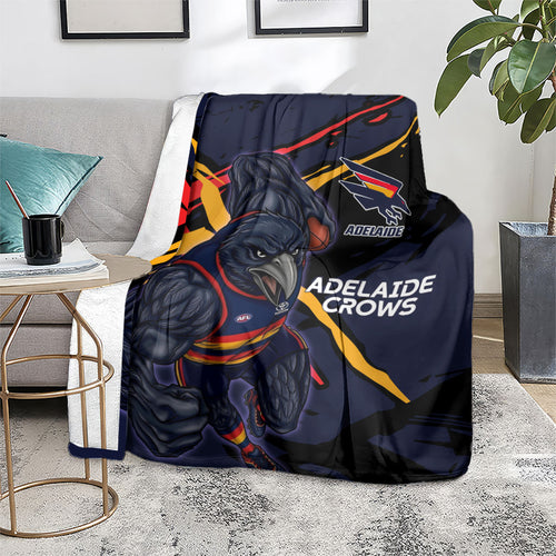 Adelaide Football Club Blanket Crows Muscular Mascot Graphic - Abstract Paint Splatter Art