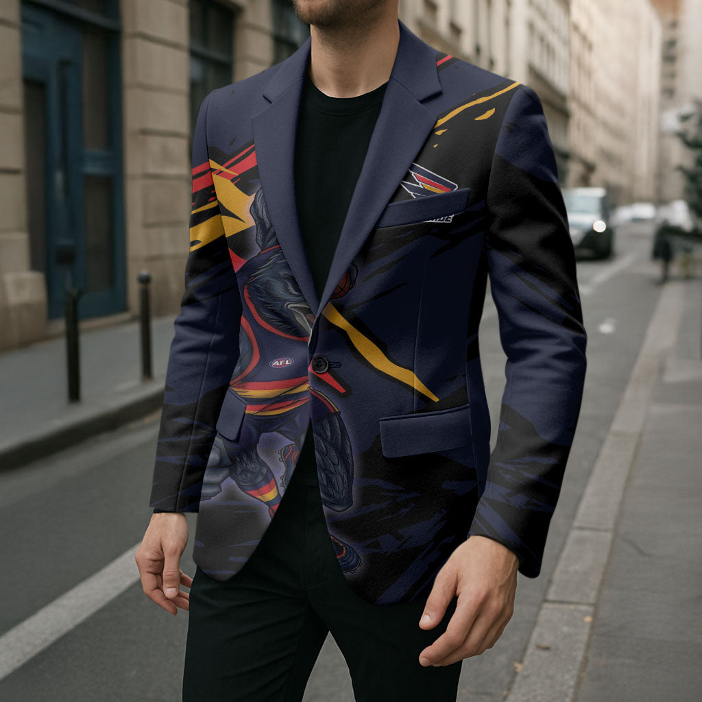 Adelaide Football Club Blazer Crows Muscular Mascot Graphic - Abstract Paint Splatter Art