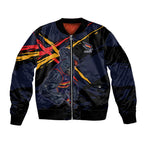 Adelaide Football Club Bomber Jacket Crows Muscular Mascot Graphic - Abstract Paint Splatter Art
