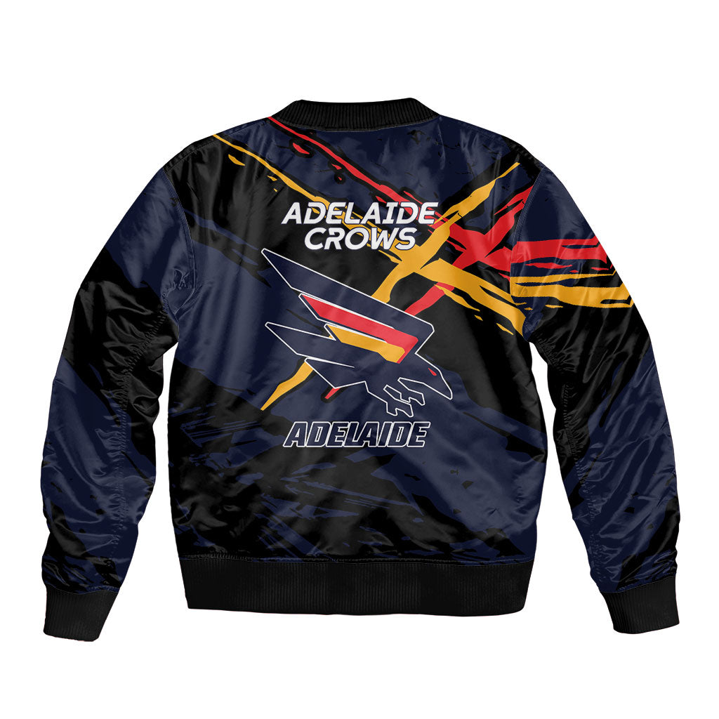 Adelaide Football Club Bomber Jacket Crows Muscular Mascot Graphic - Abstract Paint Splatter Art