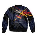 Adelaide Football Club Bomber Jacket Crows Muscular Mascot Graphic - Abstract Paint Splatter Art