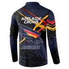 Adelaide Football Club Button Sweatshirt Crows Muscular Mascot Graphic - Abstract Paint Splatter Art