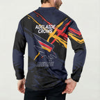 Adelaide Football Club Button Sweatshirt Crows Muscular Mascot Graphic - Abstract Paint Splatter Art