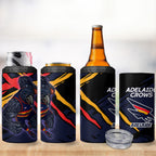 Adelaide Football Club 4 in 1 Can Cooler Tumbler Crows Muscular Mascot Graphic - Abstract Paint Splatter Art