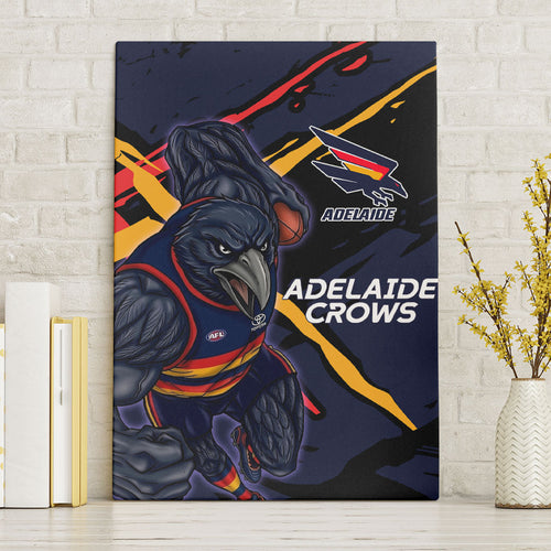 Adelaide Football Club Canvas Wall Art Crows Muscular Mascot Graphic - Abstract Paint Splatter Art