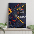 Adelaide Football Club Canvas Wall Art Crows Muscular Mascot Graphic - Abstract Paint Splatter Art