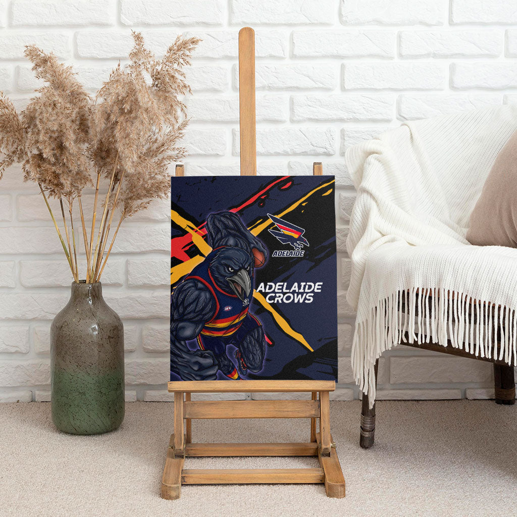 Adelaide Football Club Canvas Wall Art Crows Muscular Mascot Graphic - Abstract Paint Splatter Art