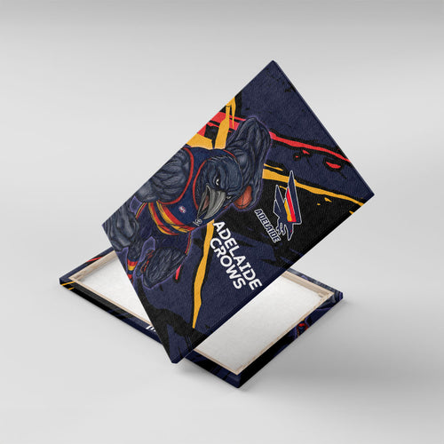 Adelaide Football Club Canvas Wall Art Crows Muscular Mascot Graphic - Abstract Paint Splatter Art