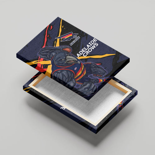 Adelaide Football Club Canvas Wall Art Crows Muscular Mascot Graphic - Abstract Paint Splatter Art