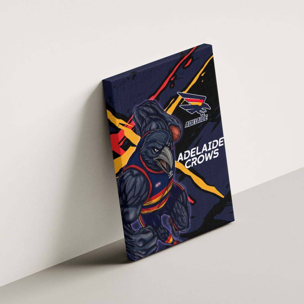 Adelaide Football Club Canvas Wall Art Crows Muscular Mascot Graphic - Abstract Paint Splatter Art