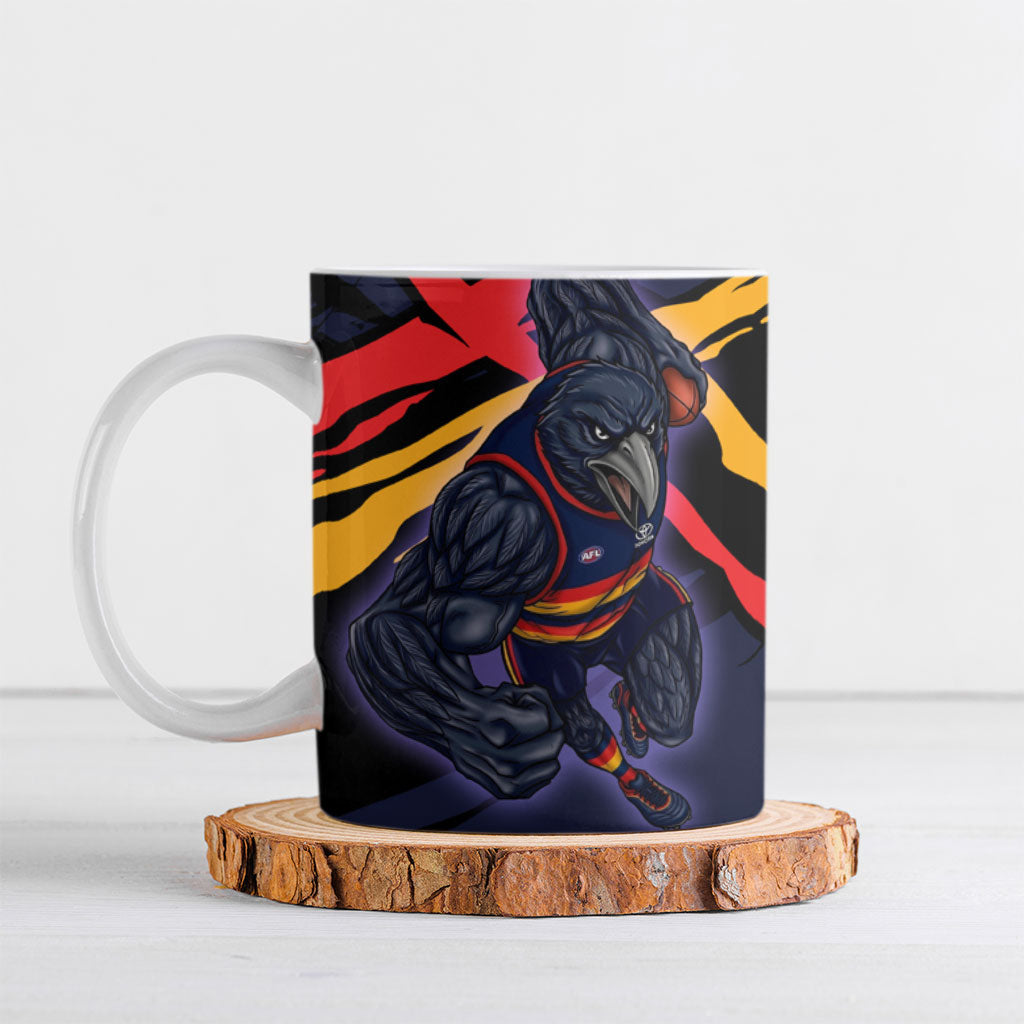 Adelaide Football Club Ceramic Mug Crows Muscular Mascot Graphic - Abstract Paint Splatter Art
