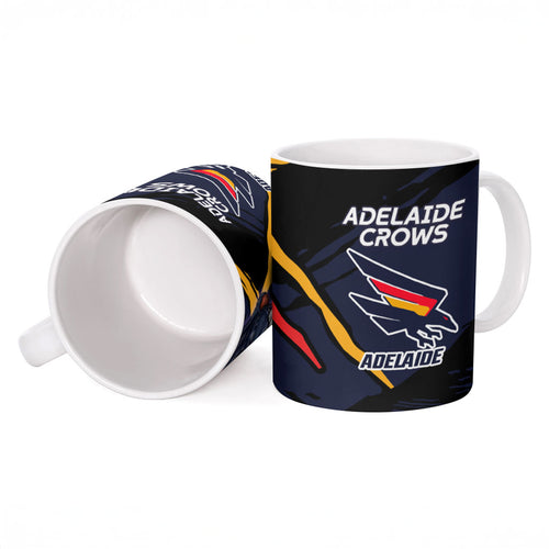 Adelaide Football Club Ceramic Mug Crows Muscular Mascot Graphic - Abstract Paint Splatter Art