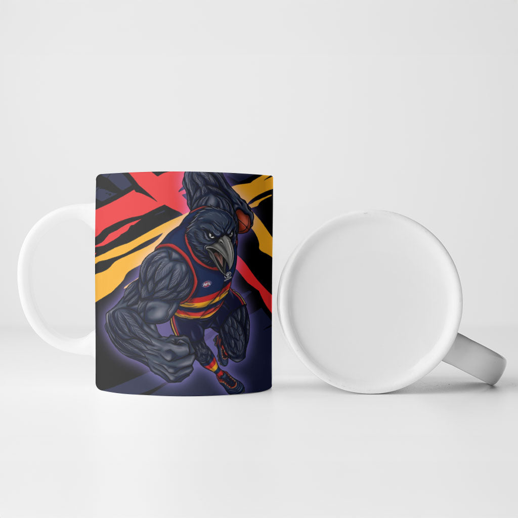 Adelaide Football Club Ceramic Mug Crows Muscular Mascot Graphic - Abstract Paint Splatter Art