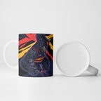 Adelaide Football Club Ceramic Mug Crows Muscular Mascot Graphic - Abstract Paint Splatter Art
