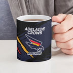 Adelaide Football Club Ceramic Mug Crows Muscular Mascot Graphic - Abstract Paint Splatter Art