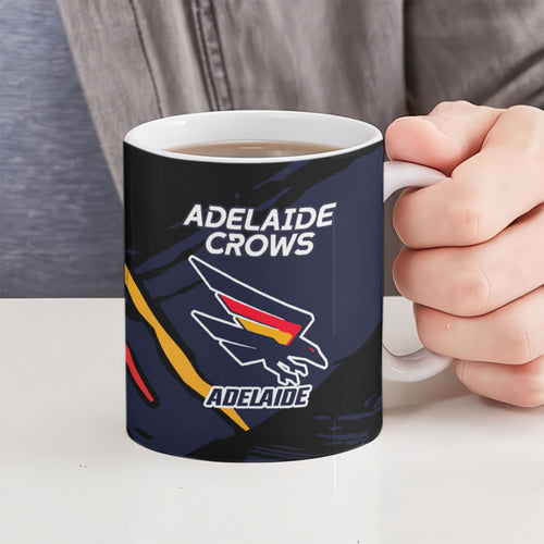 Adelaide Football Club Ceramic Mug Crows Muscular Mascot Graphic - Abstract Paint Splatter Art