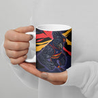 Adelaide Football Club Ceramic Mug Crows Muscular Mascot Graphic - Abstract Paint Splatter Art