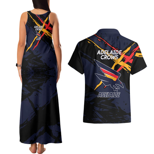 Adelaide Football Club Couples Matching Tank Maxi Dress and Hawaiian Shirt Crows Muscular Mascot Graphic - Abstract Paint Splatter Art