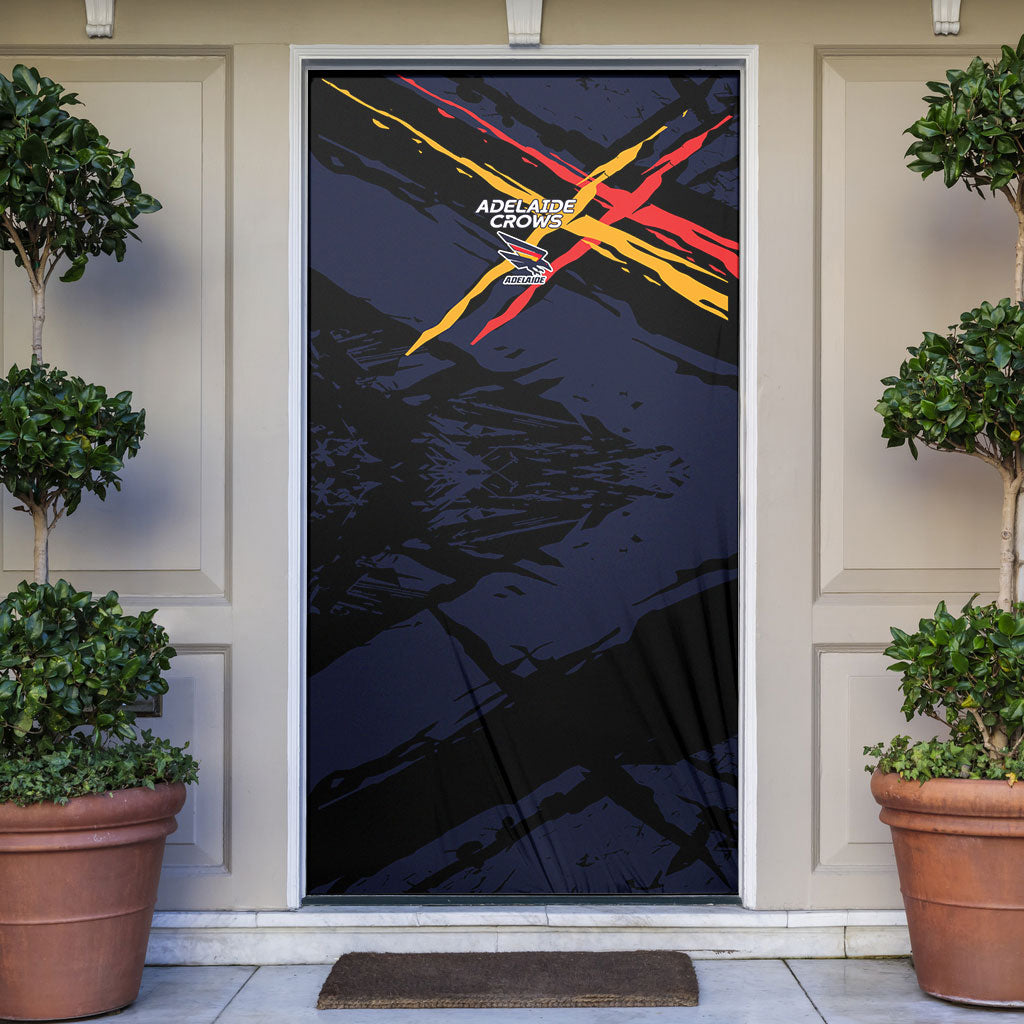 Adelaide Football Club Door Cover Crows Muscular Mascot Graphic - Abstract Paint Splatter Art