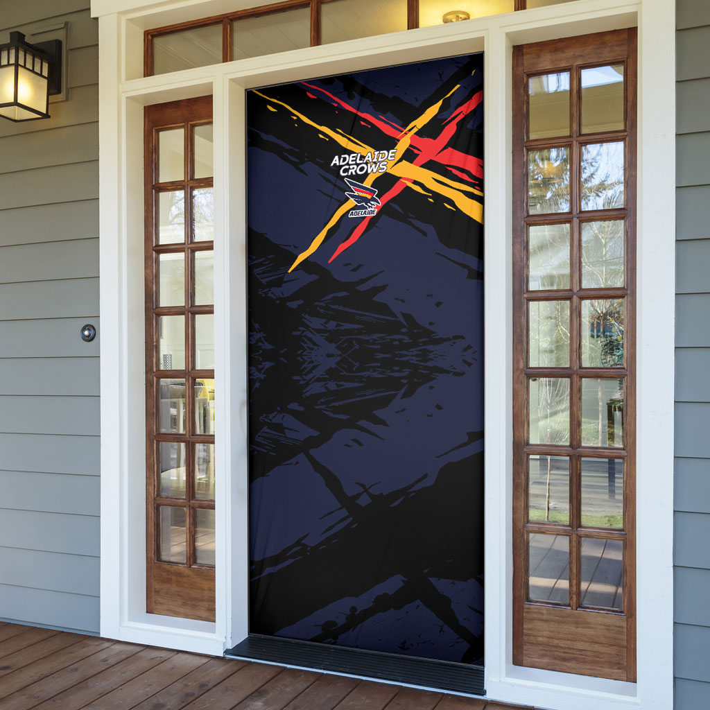 Adelaide Football Club Door Cover Crows Muscular Mascot Graphic - Abstract Paint Splatter Art