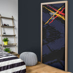 Adelaide Football Club Door Cover Crows Muscular Mascot Graphic - Abstract Paint Splatter Art