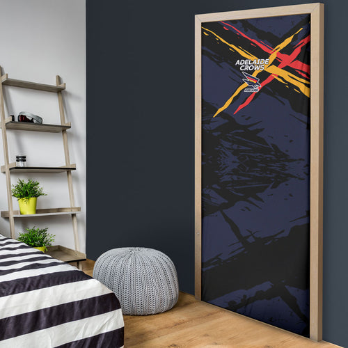 Adelaide Football Club Door Cover Crows Muscular Mascot Graphic - Abstract Paint Splatter Art
