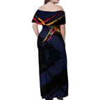Adelaide Football Club Family Matching Off Shoulder Maxi Dress and Hawaiian Shirt Crows Muscular Mascot Graphic - Abstract Paint Splatter Art