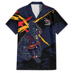 Adelaide Football Club Family Matching Summer Maxi Dress and Hawaiian Shirt Crows Muscular Mascot Graphic - Abstract Paint Splatter Art
