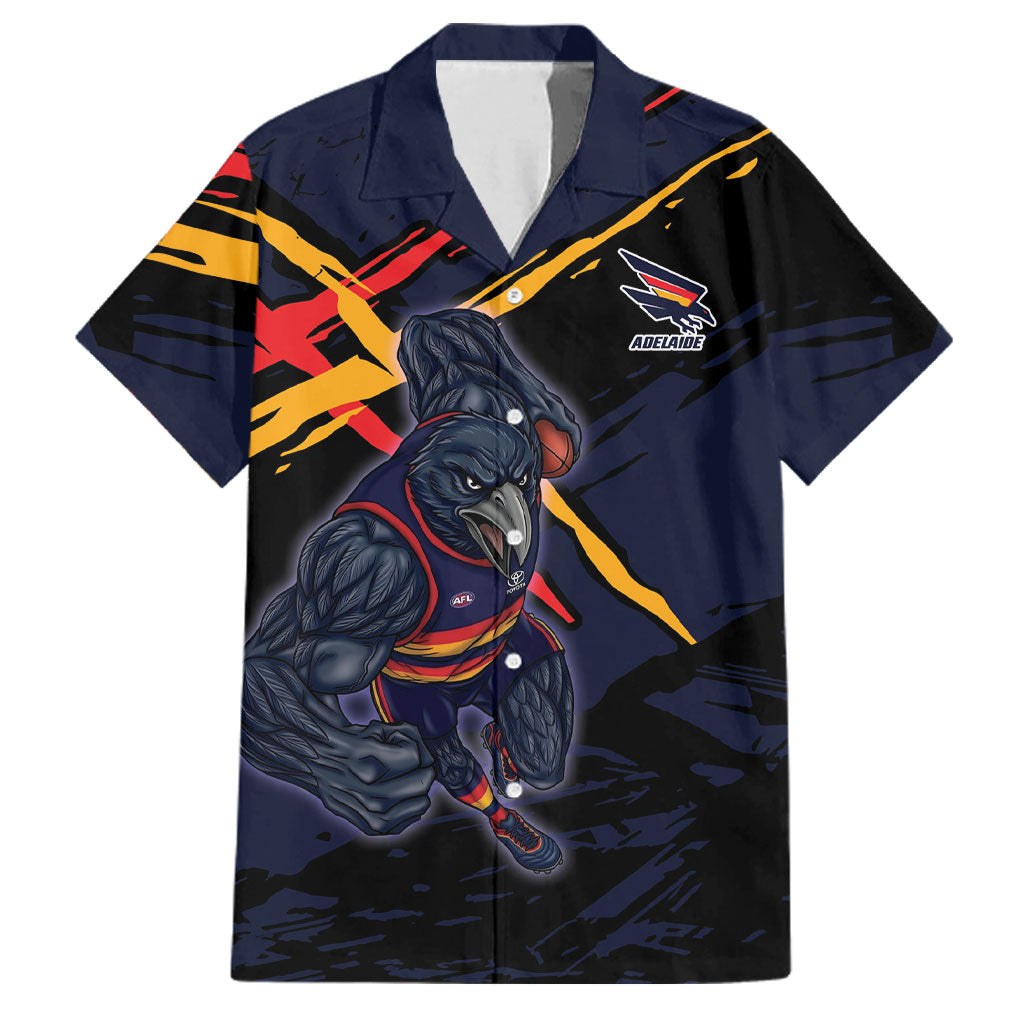 Adelaide Football Club Family Matching Summer Maxi Dress and Hawaiian Shirt Crows Muscular Mascot Graphic - Abstract Paint Splatter Art